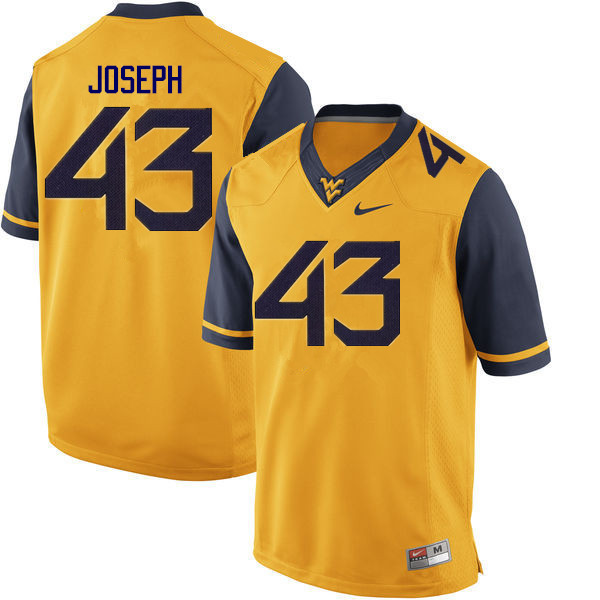 NCAA Men's Drew Joseph West Virginia Mountaineers Gold #43 Nike Stitched Football College Authentic Jersey JZ23M62CU